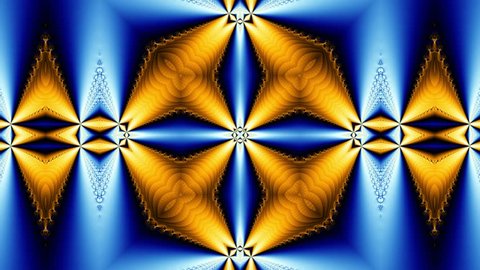 Orange and blue kaleidoscope sequence patterns.Abstract multicolored motion graphics background. Or for yoga