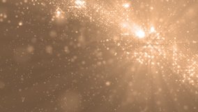 Background Gold with Rays. Space with the Golden particles and waves. Loop Background Animation.