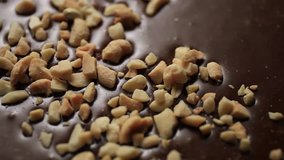 Dropping peanuts on top of rotating chocolate covered cake  - Powered by Shutterstock - Get 15% off with code: PIKWIZARD15