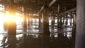 High quality video of walking under pier in real 1080p slow motion 120fps