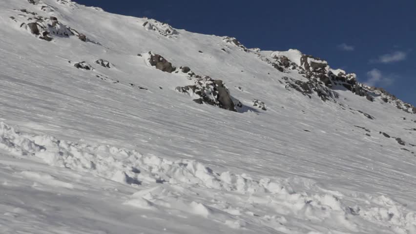 Snowy and deserted slopes of Mount Elbrus