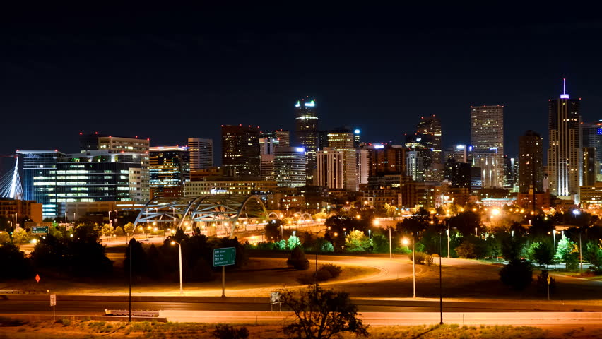 denver at night slow pan time-lapse 1080p