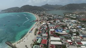 Close up Aerial view of philipsburg Sint Maarten