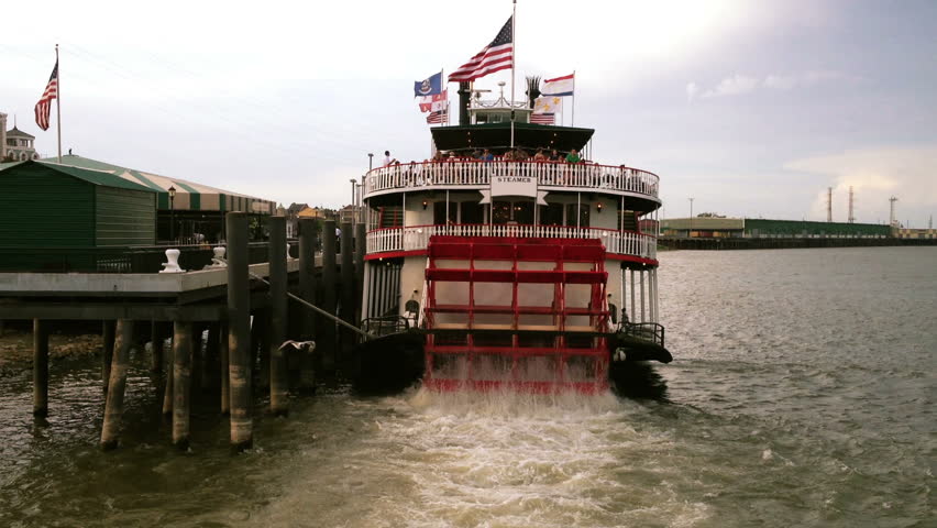 A paddleboat prepares to take tourists on the Mississippi River in New Orleans,