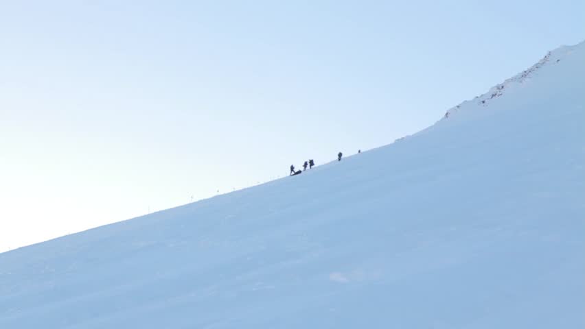 Snowy and deserted slopes of Mount Elbrus