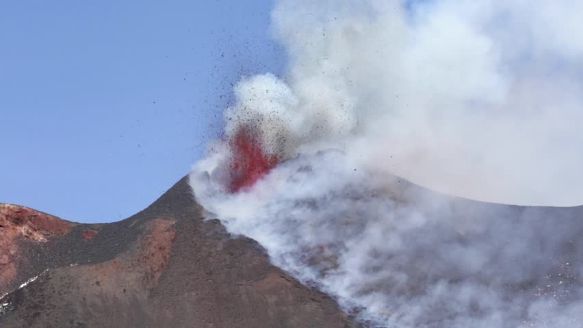 Explosions during the eruption of the Etna volcano in Sicily | Shutterstock HD Video #26326118