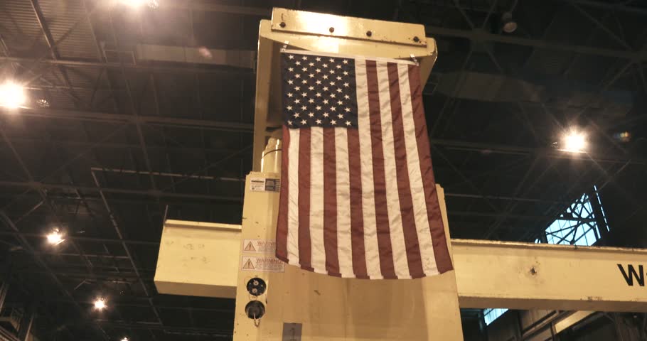 American Flag On Equipment In A Factory
