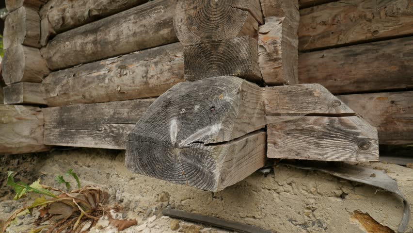Old Logs of Hut of Well Close Up, History, Ethnography, Study of People and Cultures. Presentation of Empirical Data on Human Societies and Cultures, Anthropology. Museum, Ancient Architecture, Link