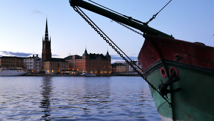 Stockholm city at dusk 