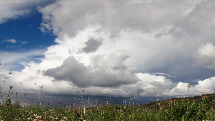 Spring clouds time-lapse zoom out