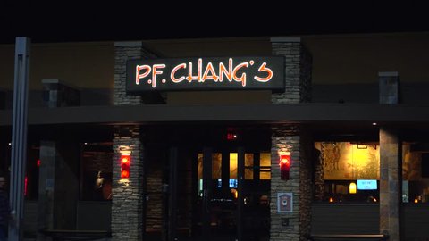 PF Chang Chinese restaurant eatery customer entrance - Peabody, Massachusetts USA - December 12, 2016