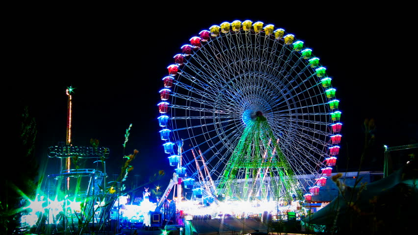 MADRID, SPAIN - CIRCA 2012: Time lapse of a carnival at night circa 2012 in