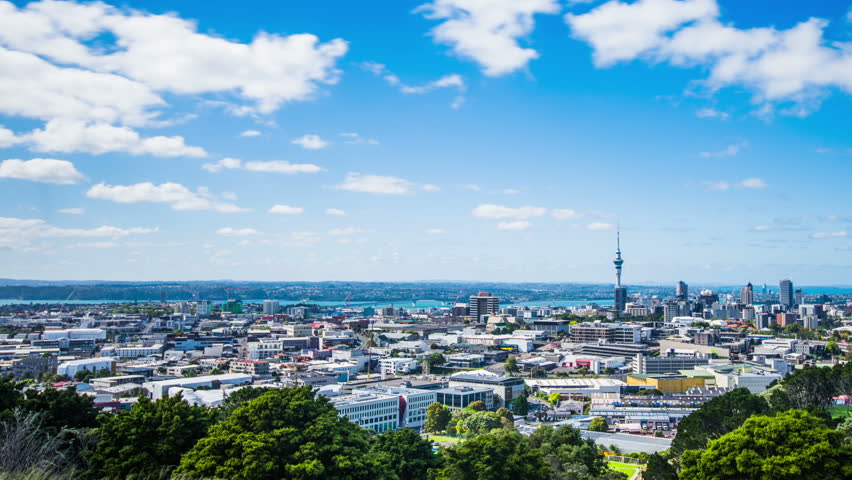 Time Lapse - Ariel View of Downtown Auckland, New Zealand