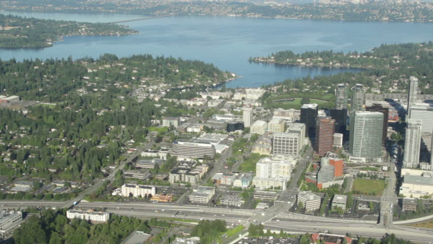 Tall buildings from overhead Bellevue, WA