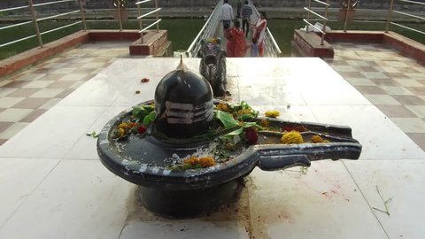 BEED, INDIA - April 17, 2017: Lord Shiva linga at Kankaleshwar Temple, Beed, Maharashtra, India, Southeast, Asia.