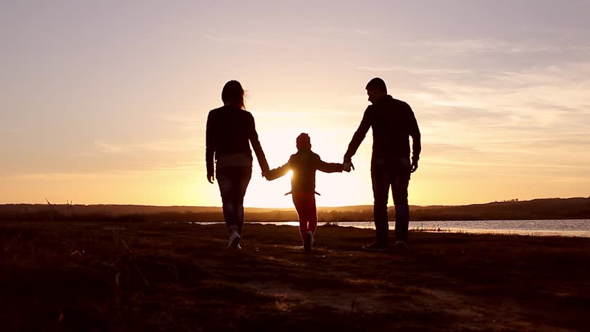 Silhouette Happy Child With Mother Stockvideoklipp Helt Royaltyfria Shutterstock