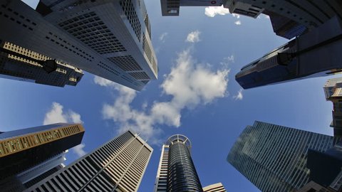 Singapore - CIRCA May 2011: Low angle view of Banks and Commercial buildings in Central Business District : vidéo de stock éditoriale