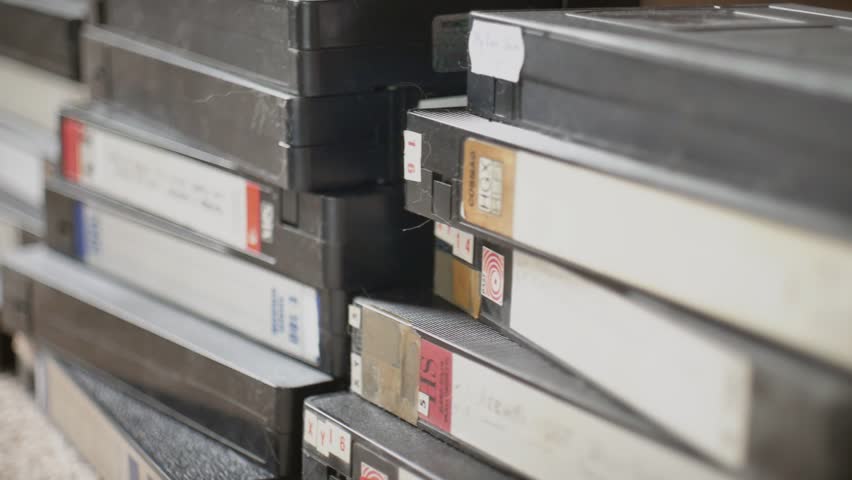 Scattered old VHS tapes