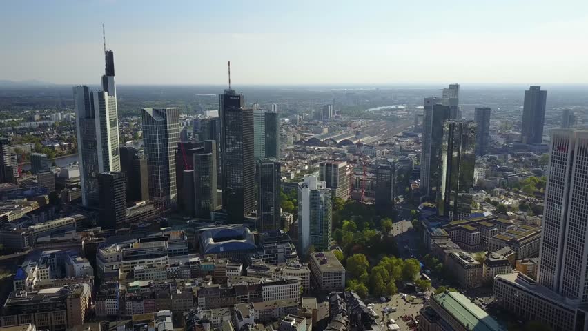 Frankfurt Aerial View Banks West and East 