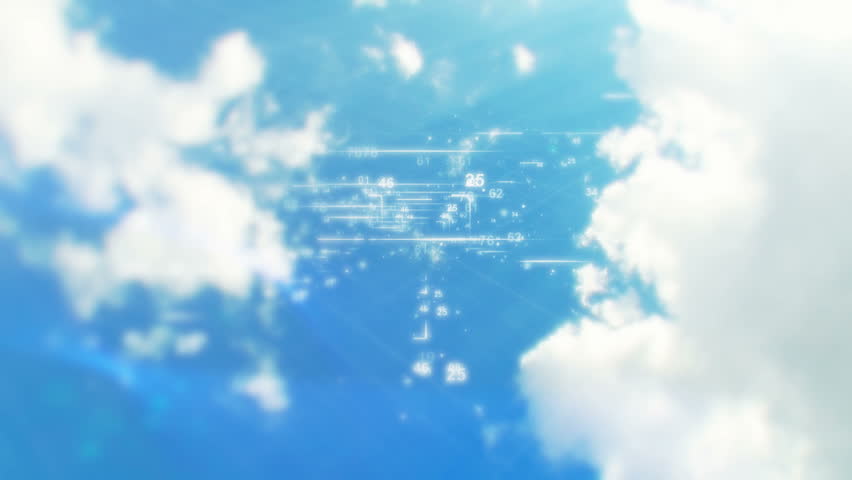Mathematics background Flying over the deep sun day timelapse smoky clouds Beautiful Digital Blue Interface with Icons Flight through moving cloudscape Links Growing over Business Graphs Charts loop   Royalty-Free Stock Footage #2638433