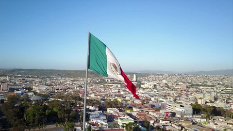 Mexican Flag waving high over Mexico 