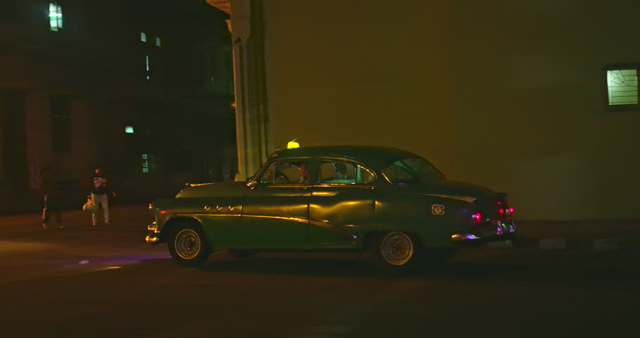 Taxi car at night In Havana, Cuba | Shutterstock HD Video #26388005