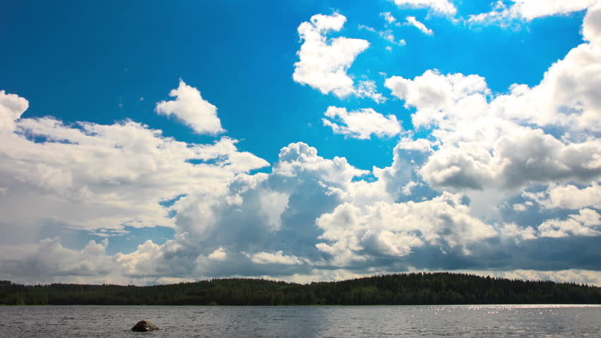 White Clouds over the Lake, timelapse
