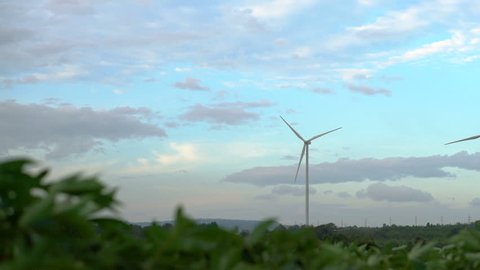 Wind turbine farm. Renewable energy, Sustainable development, environment friendly concept.