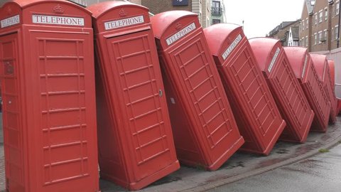 English red telephone booths.