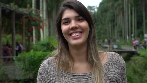 Portrait of Brazilian Woman in Jardim Botanico - Botanic Garden - Sao Paulo, Brazil