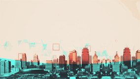 CGI animation with PAN of city landscape; geometric shapes and dots background - Powered by Shutterstock - Get 15% off with code: PIKWIZARD15