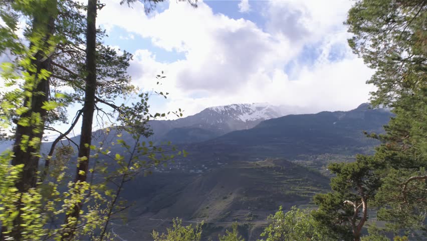 Firefighter helicopter, between Sion and Lens, Valais, Switzerland. April 2017.