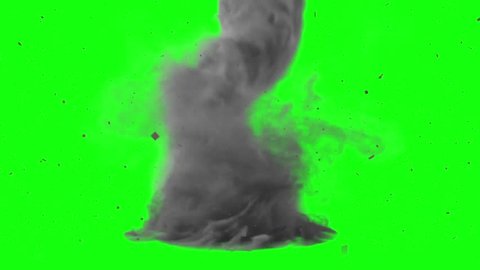 Tornado Storm Hurricane Debris Green Screen 3D Rendering Animation