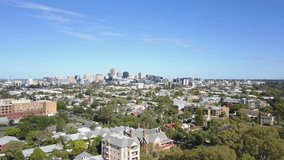 Aerial video of downtown Adelaide in Australia