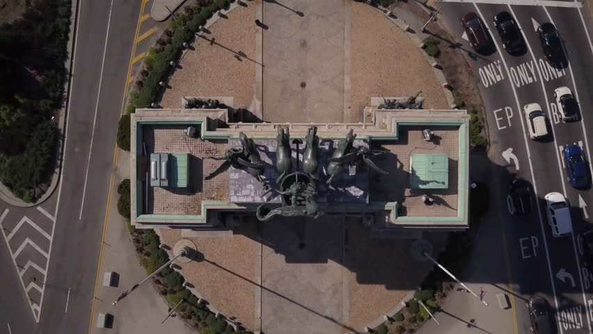 starting directly over the arch in Grand Army Plaza and pulling back / tilting up