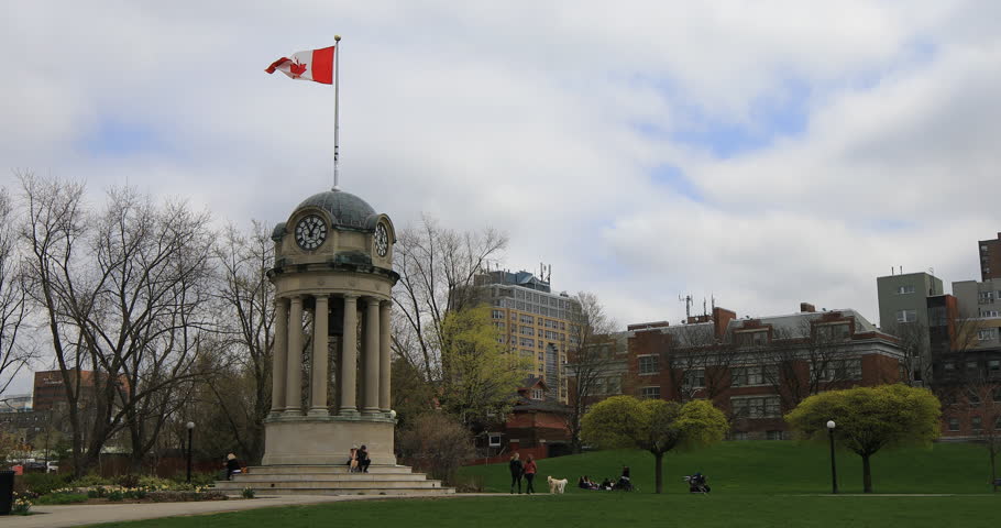 4K UltraHD Clock Tower in Victoria Park, Kitchener, Ontario, Canada