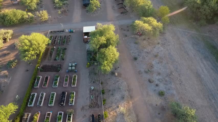 Aerial view of a small plant nursery