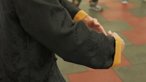 Hand of the master Wushu. Closeup.