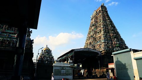 TAMIL NADU, INDIA - JUNE 2012: Locked-on shot of a temple, Kapaleeshwarar Temple, Mylapore, Chennai, Tamil Nadu, India