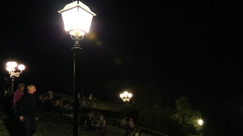 FLORENCE, ITALY - MAY 2012: Pan shot of lampposts, Florence, Tuscany, Italy