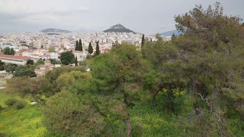 Colorful spring view of Athens, Greece, Europe. Full HD video (High Definition).