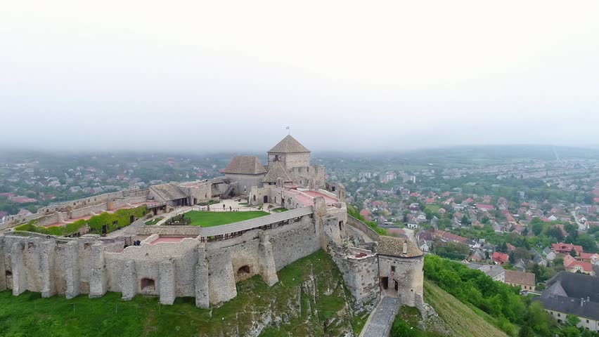 Castle on a hill - aerial video shows the Sumeg Castle in Hungary