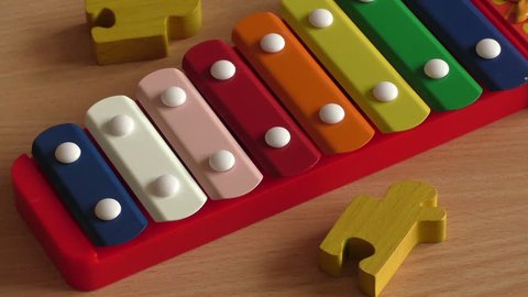 Xylophone toy in rainbow color. Education toy for kid and toddler
