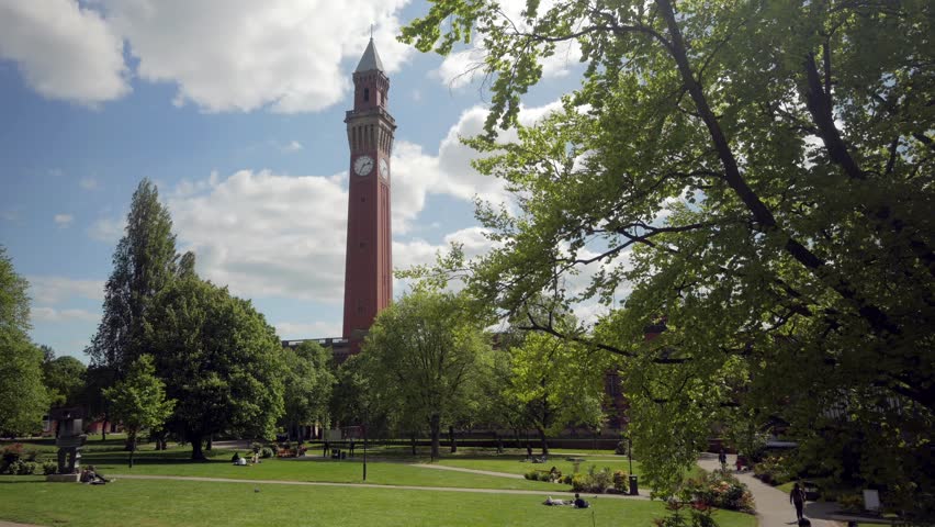 Birmingham University clock tower and part of the campus.
Wide shot of Birmingham University campus including the Joseph Chamberlain Memorial Clock Tower