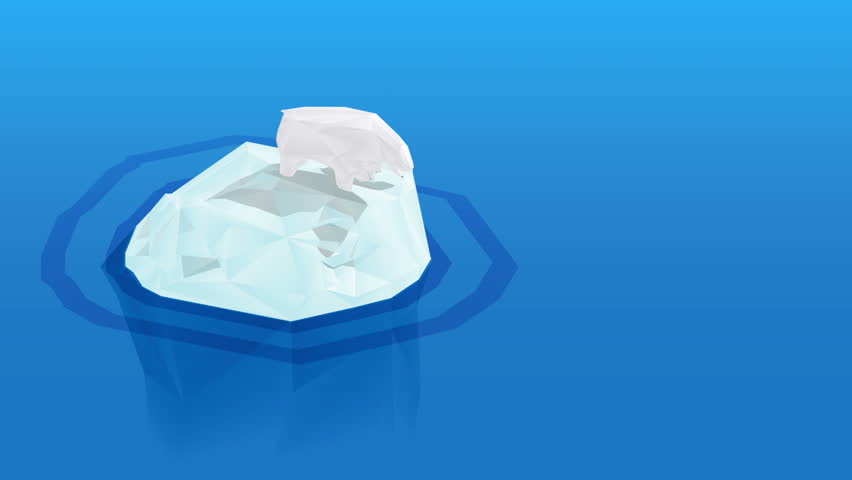 Polygonal bear on arctic iceberg, 3d render