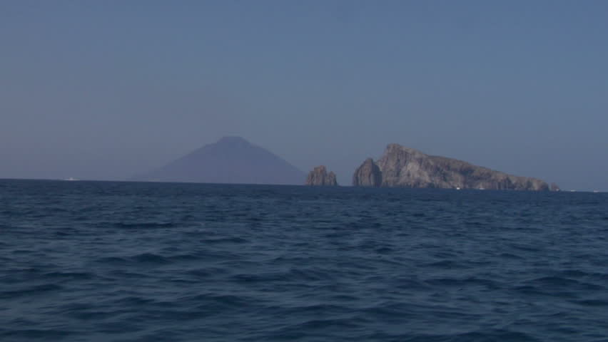 View of the Stromboli volcano over the sea, Italy
