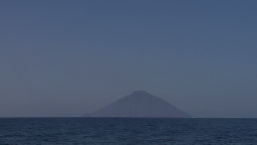 View of the Stromboli volcano over the sea, Italy
