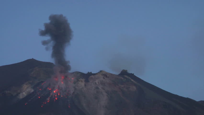 Erupting volcano Stromboli, Italy 
