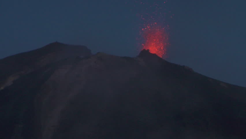 Erupting volcano Stromboli, Italy 
