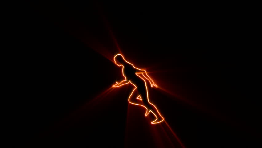 Silhouette of a slow motion runner with noisy volumetric light,rendered at 450